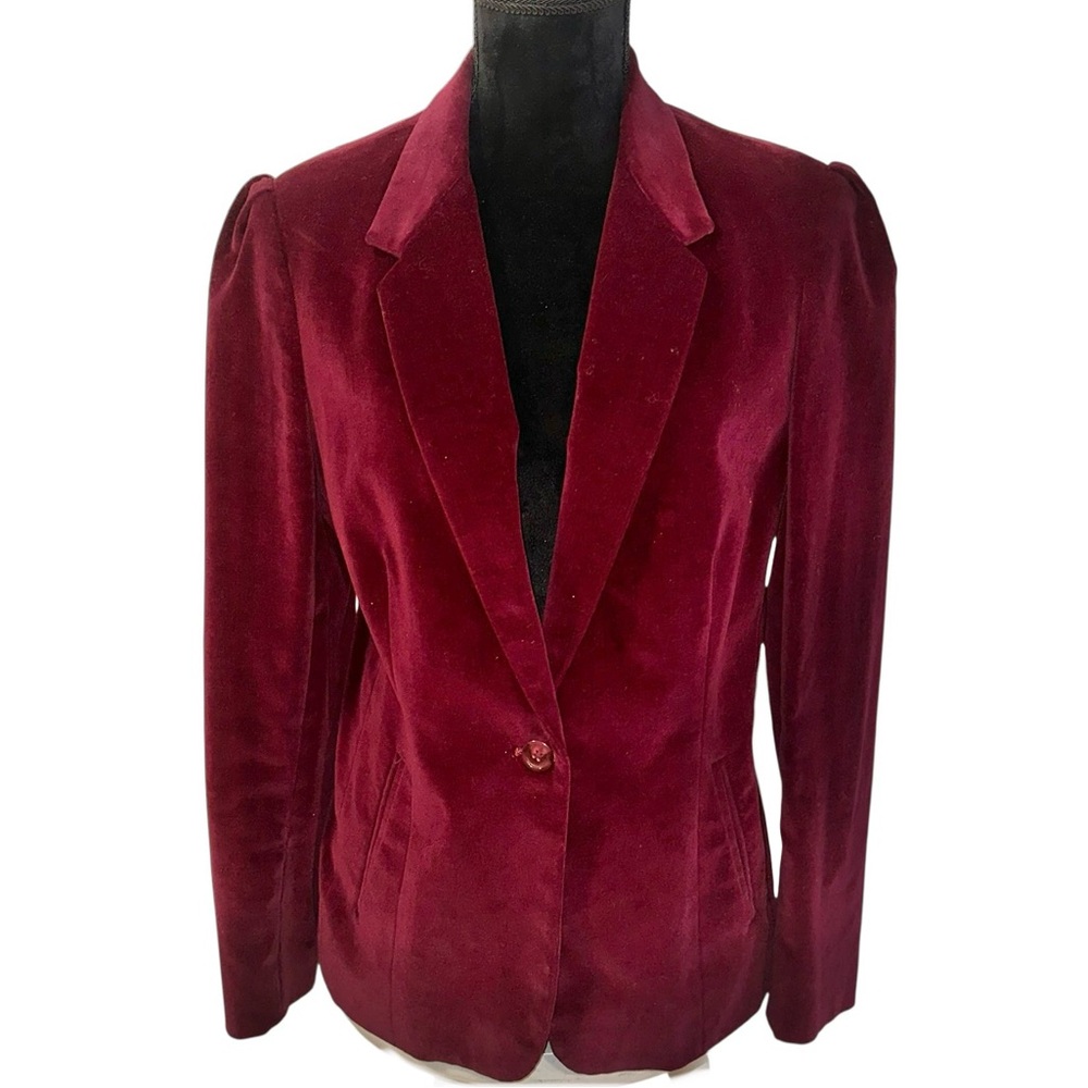 Vintage 1970s Women's Cranberry Velvet Blazer Size 12